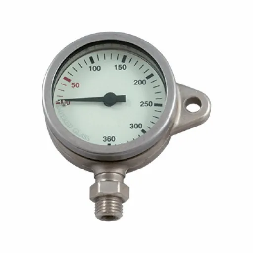 DIRZONE 52mm Naked Pressure Gauge - Tempered Glass, SNAP SHACKLE Bolt Snap