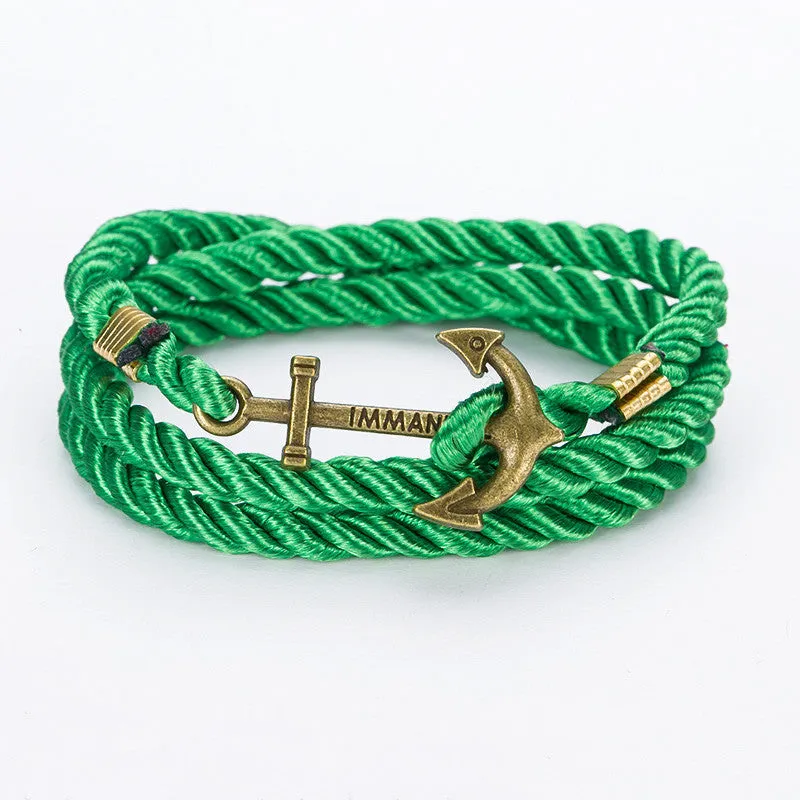 DIY Rope Black Blue Anchor Bracelet Fashion Women Men Hooks Bracelet Bangle Charm Bracelets Jewelry