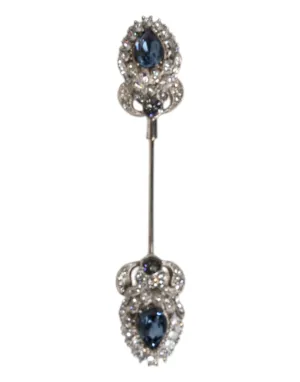 Dolce & Gabbana 925 Sterling Silver Crystals Collar Brooch Accessory Pin