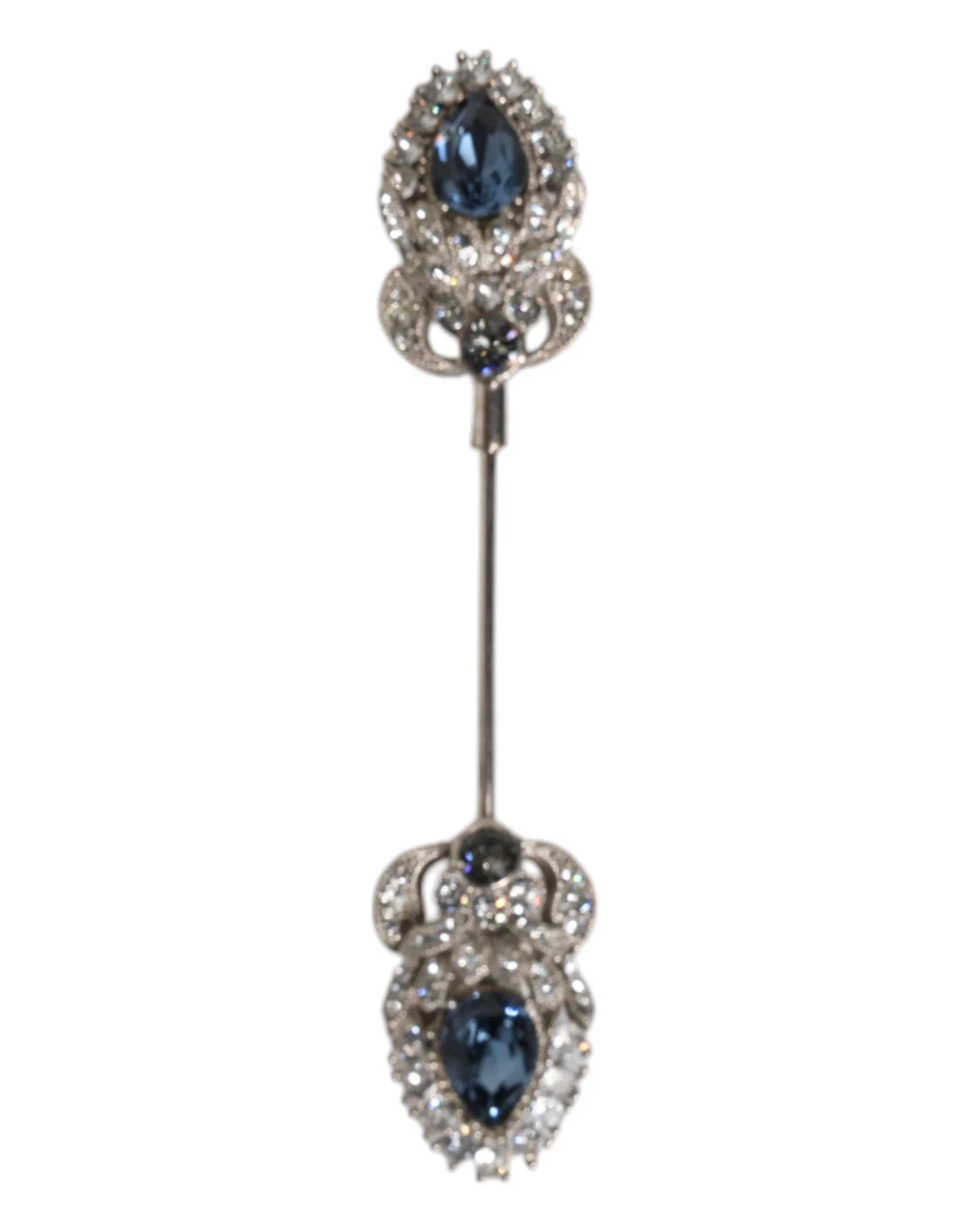 Dolce & Gabbana 925 Sterling Silver Crystals Collar Brooch Accessory Pin