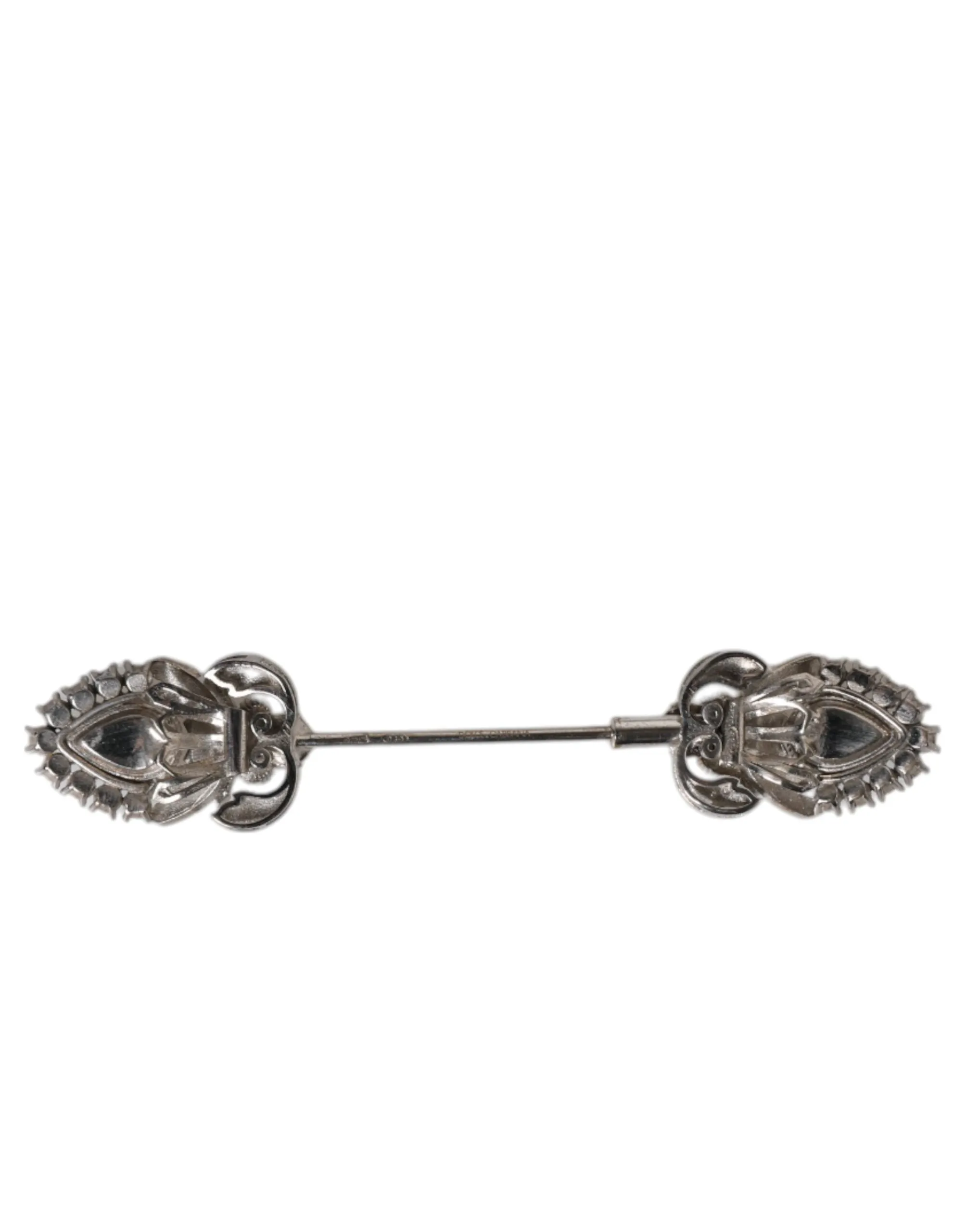 Dolce & Gabbana 925 Sterling Silver Crystals Collar Brooch Accessory Pin