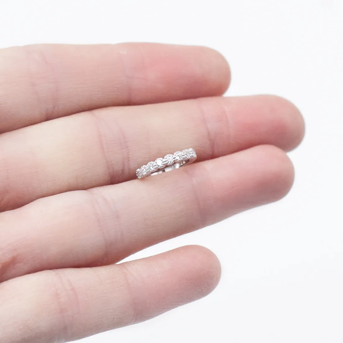 Earring Hoop Sterling Silver with Cubic Zirconia Inlay Large, Single or a Pair