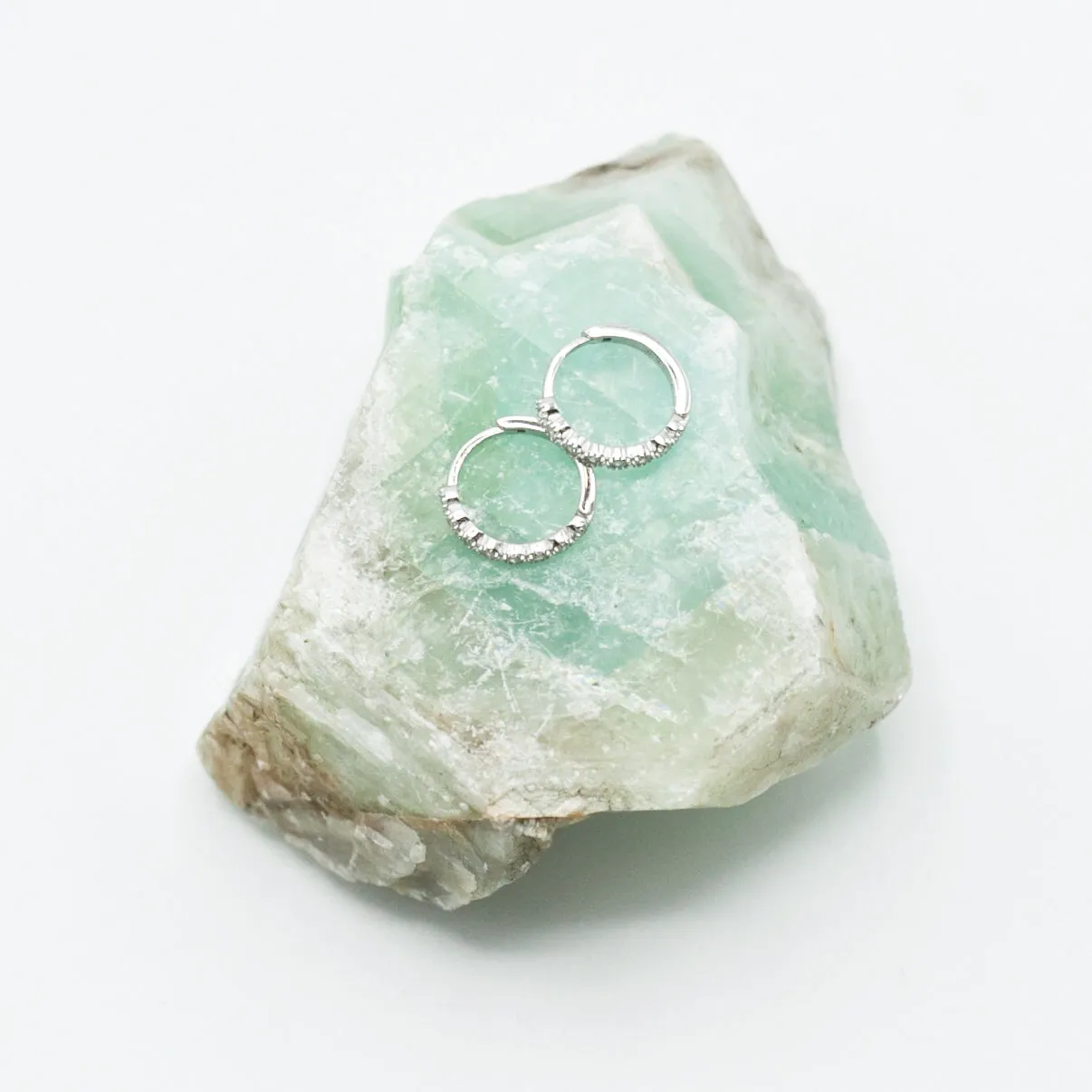 Earring Hoop Sterling Silver with Cubic Zirconia Inlay Large, Single or a Pair
