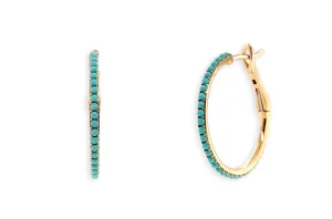 Earrings 14kt Gold Hoops with Turquoise