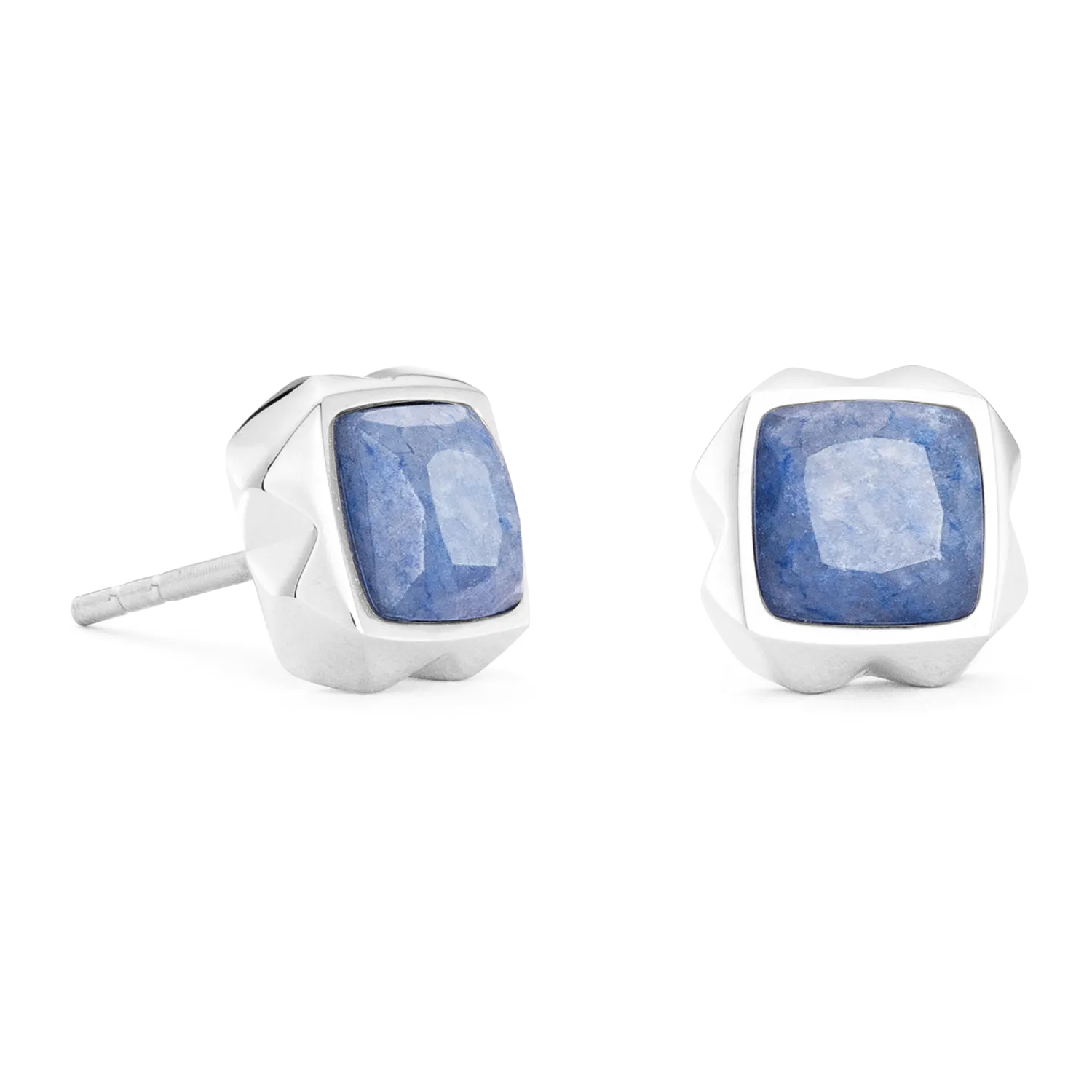 Earrings Spikes Square Aventurine silver-blue
