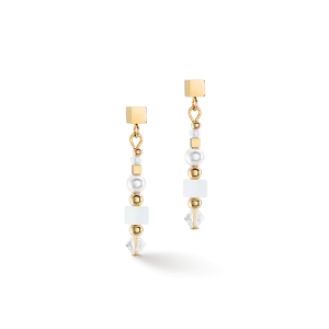 Earrings Square Stripes gold-white