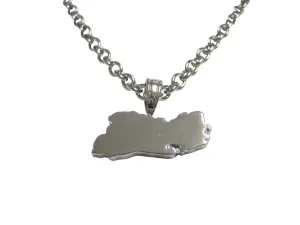 El Salvador Map Shape Pendant Necklace