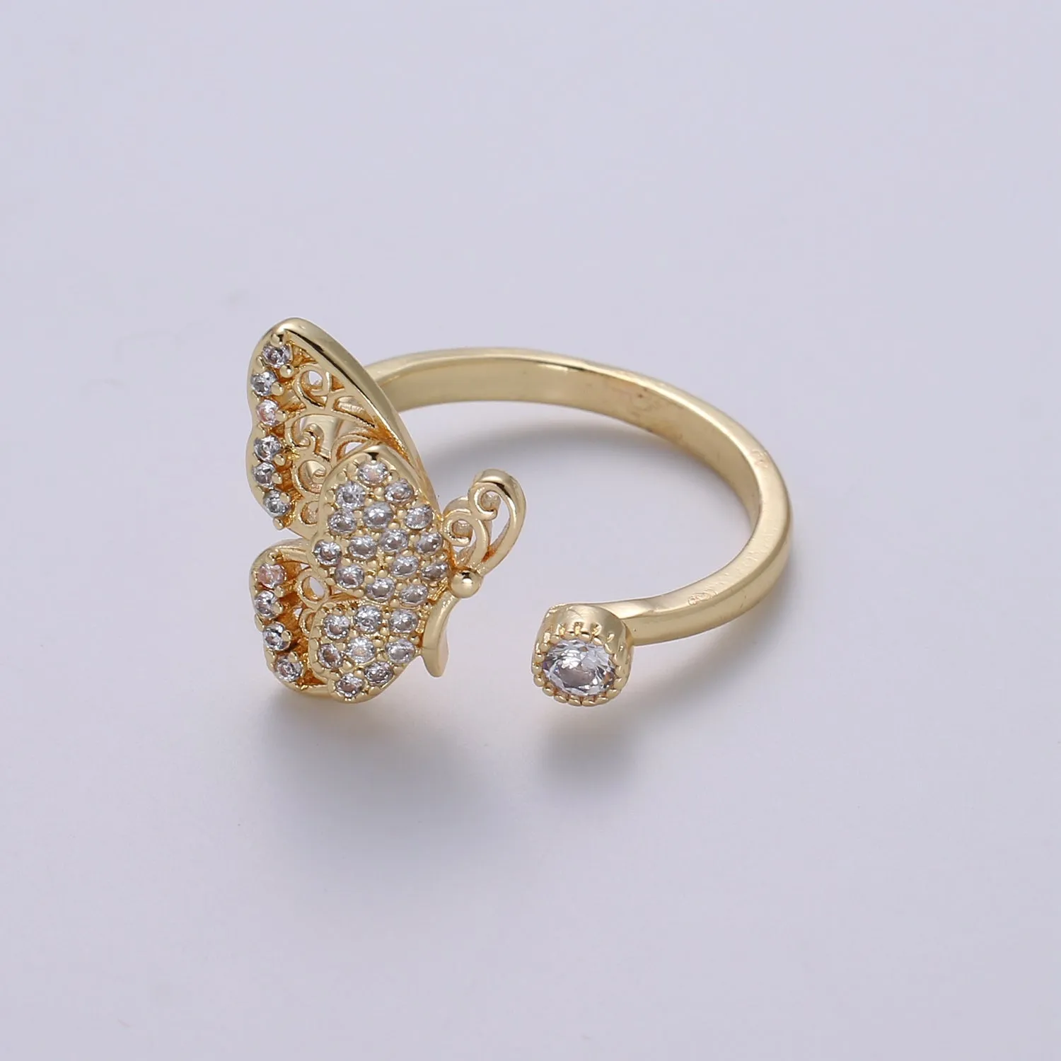 Elegant 18K Gold Filled Butterfly Adjustable Ring O-359