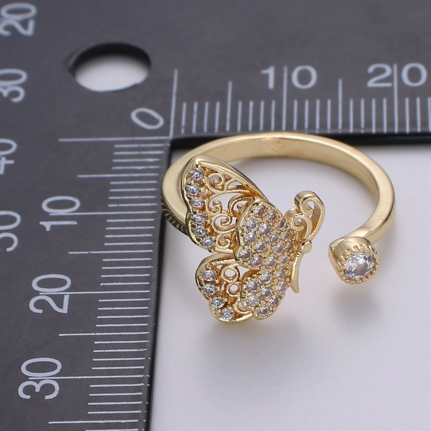 Elegant 18K Gold Filled Butterfly Adjustable Ring O-359