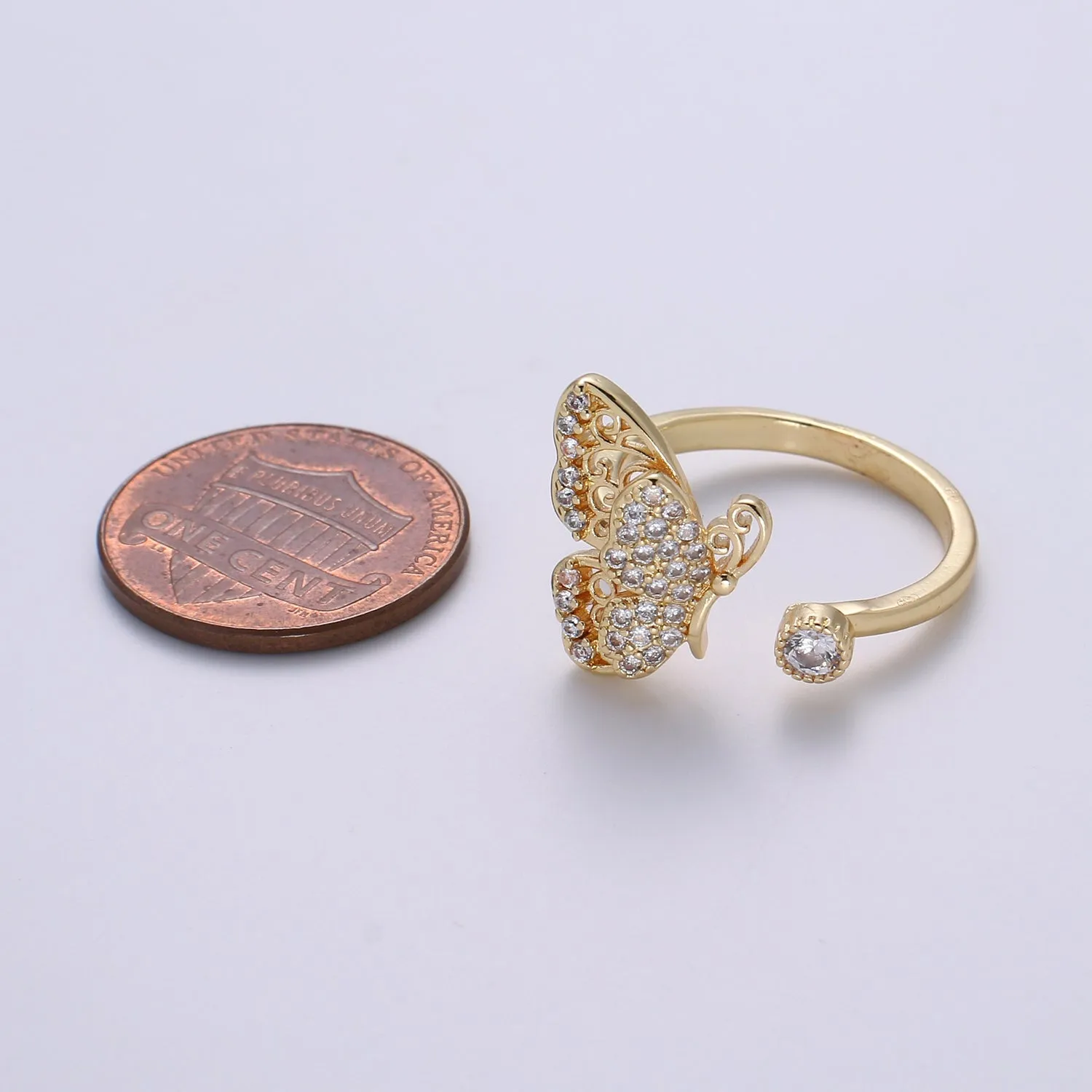Elegant 18K Gold Filled Butterfly Adjustable Ring O-359