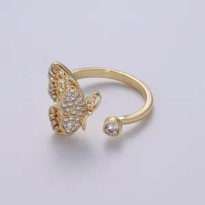 Elegant 18K Gold Filled Butterfly Adjustable Ring O-359
