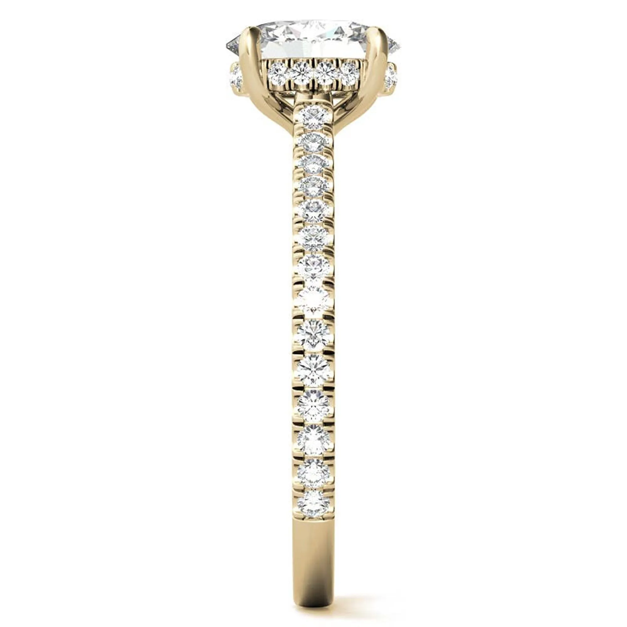 Elegant Classic  Sterling Silver Adjustable Oval Cut Zircon Pave Set Yellow Gold Engagement Ring For Women