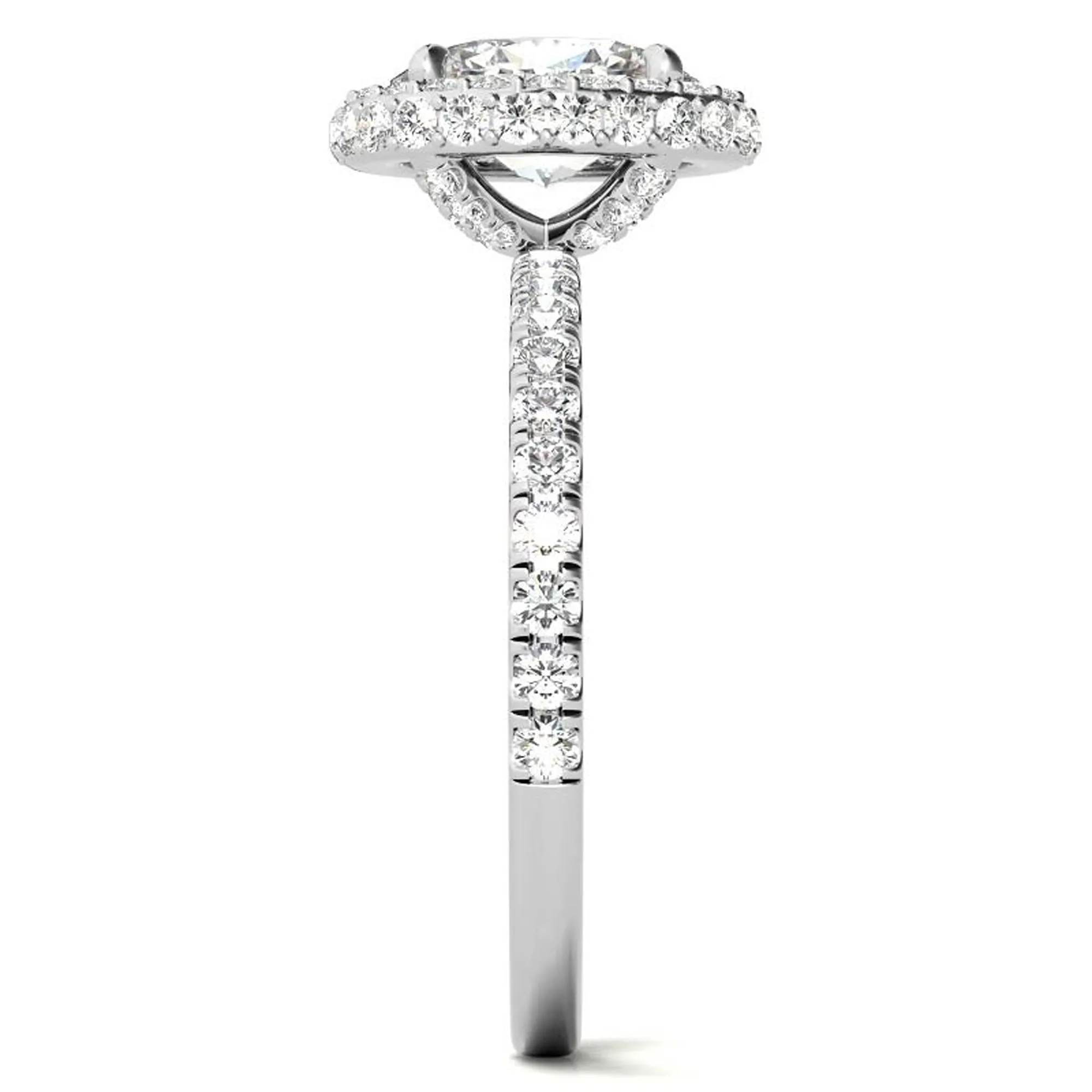 Elegant Halo 925 Sterling Silver Adjustable Oval-Cut Pave White Gold Engagement Ring For Women