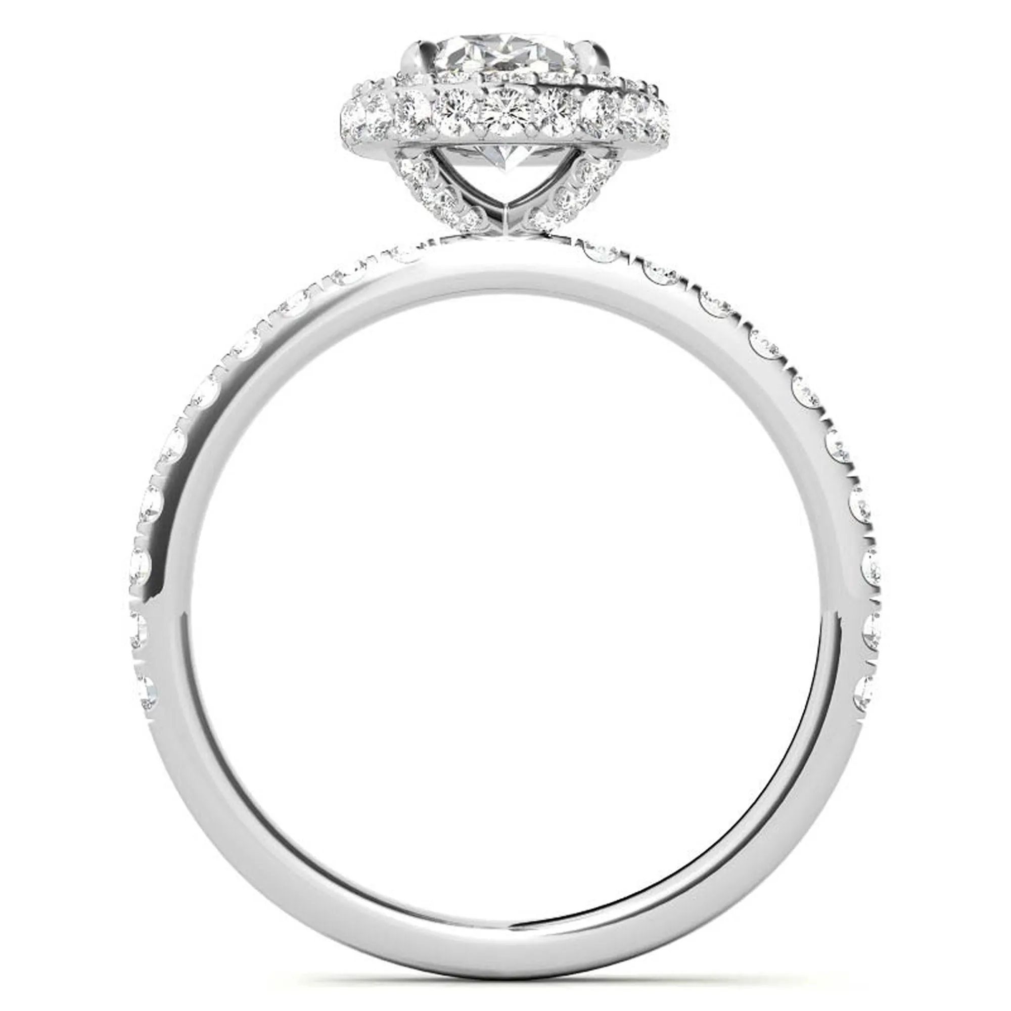 Elegant Halo 925 Sterling Silver Adjustable Oval-Cut Pave White Gold Engagement Ring For Women