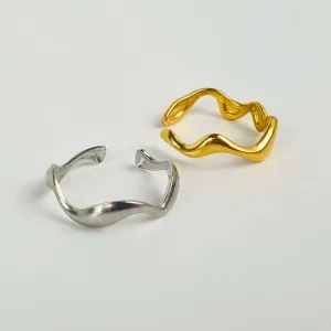 Elegant Waves Adjustable Ring - Gold or Silver