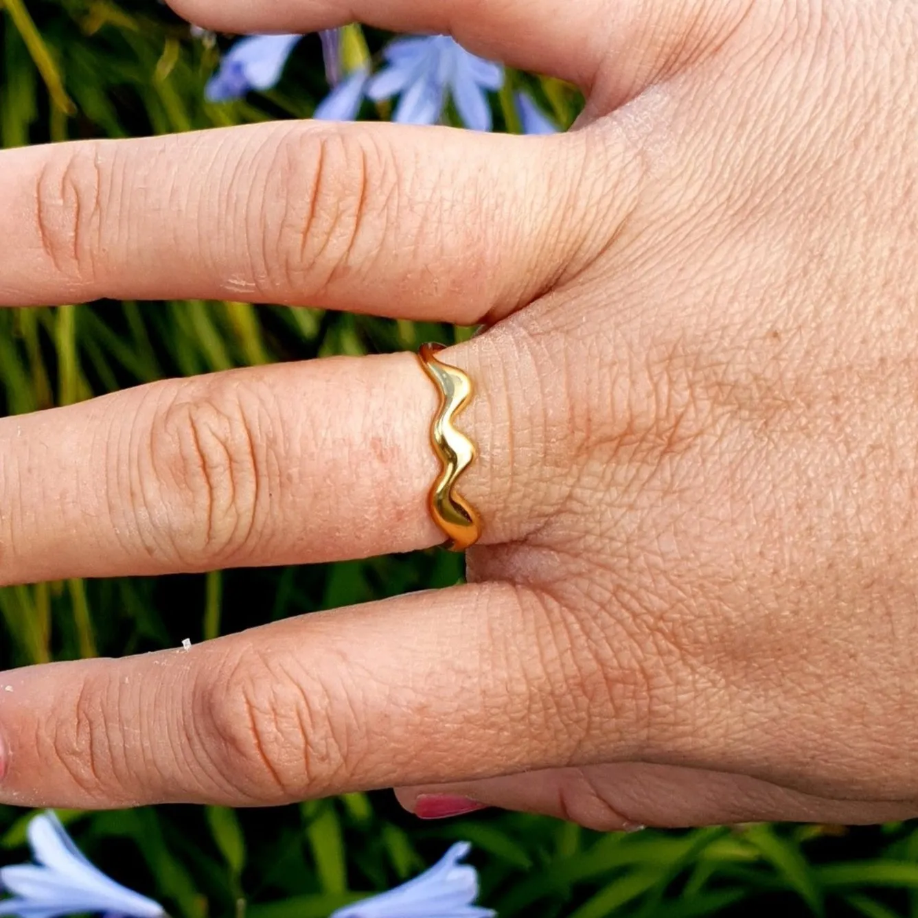 Elegant Waves Adjustable Ring - Gold or Silver