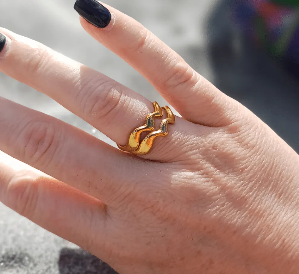 Elegant Waves Adjustable Ring - Gold or Silver