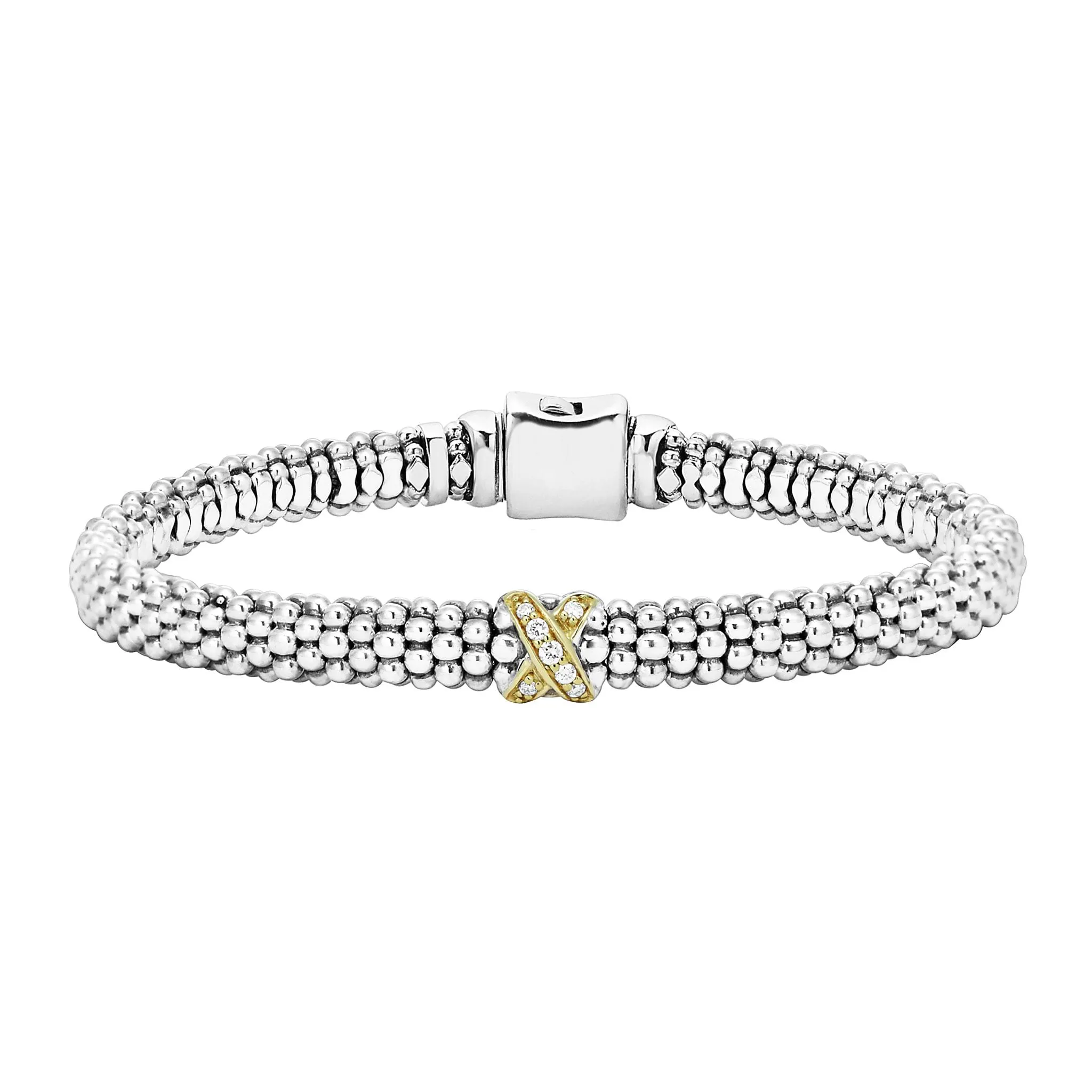 Embrace Single Station X Two-Tone Diamond Bracelet | 6mm
