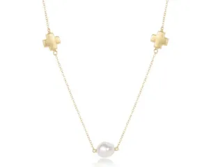 EN-17" Choker Signature Cross Admire Simplicity Chain Gold/Pearl