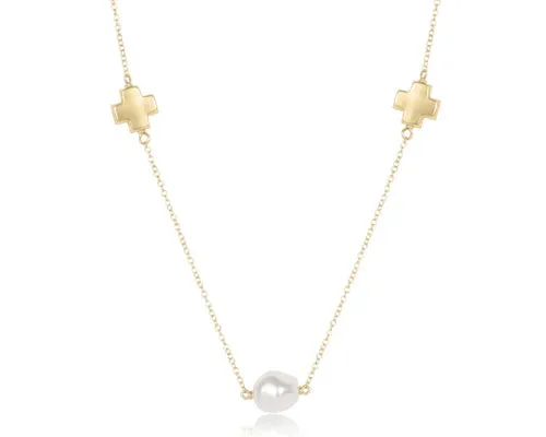 EN-17" Choker Signature Cross Admire Simplicity Chain Gold/Pearl