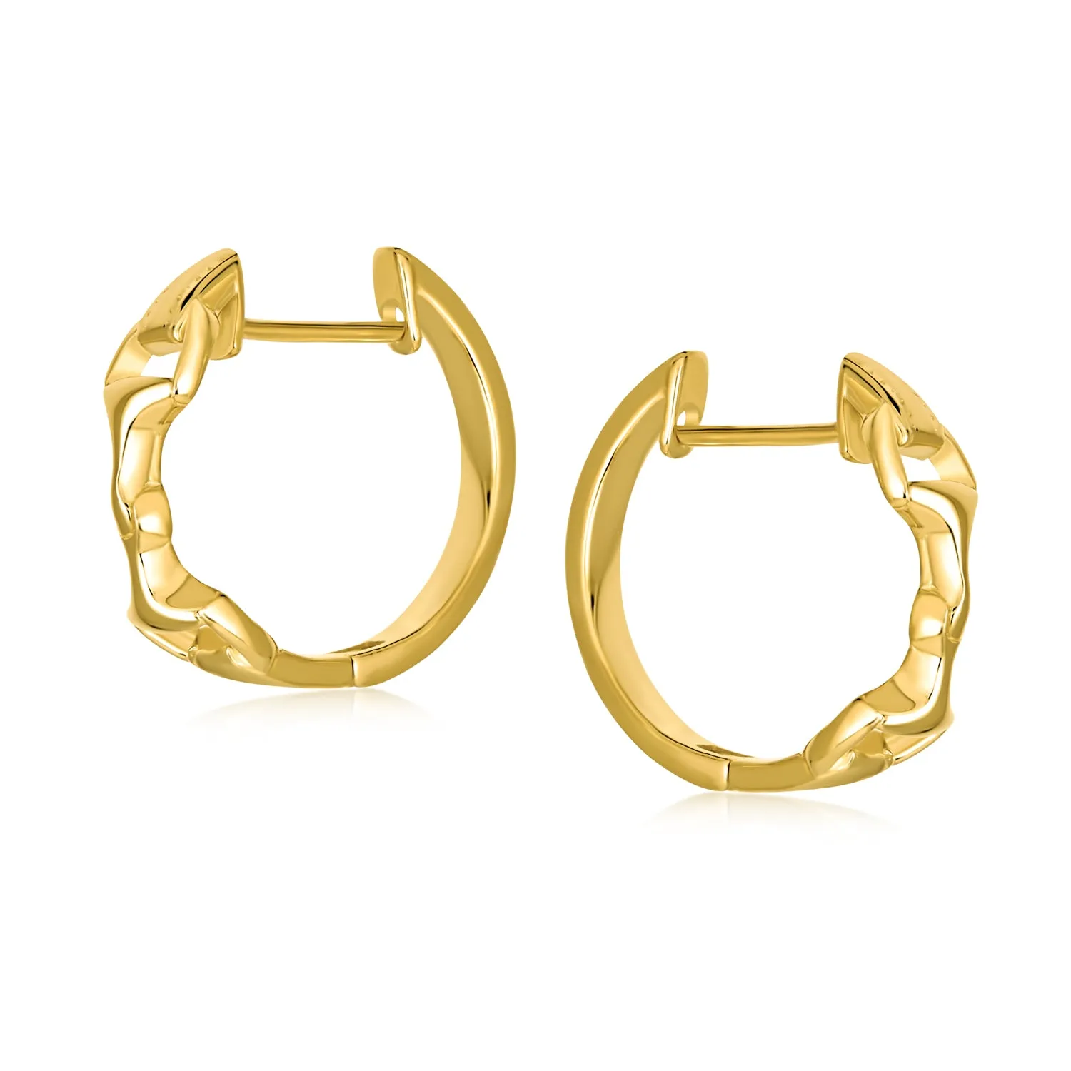 Equestrian Horse Gift Snaffle Bit Hoop Huggie Earrings 14K Gold Plated Silver