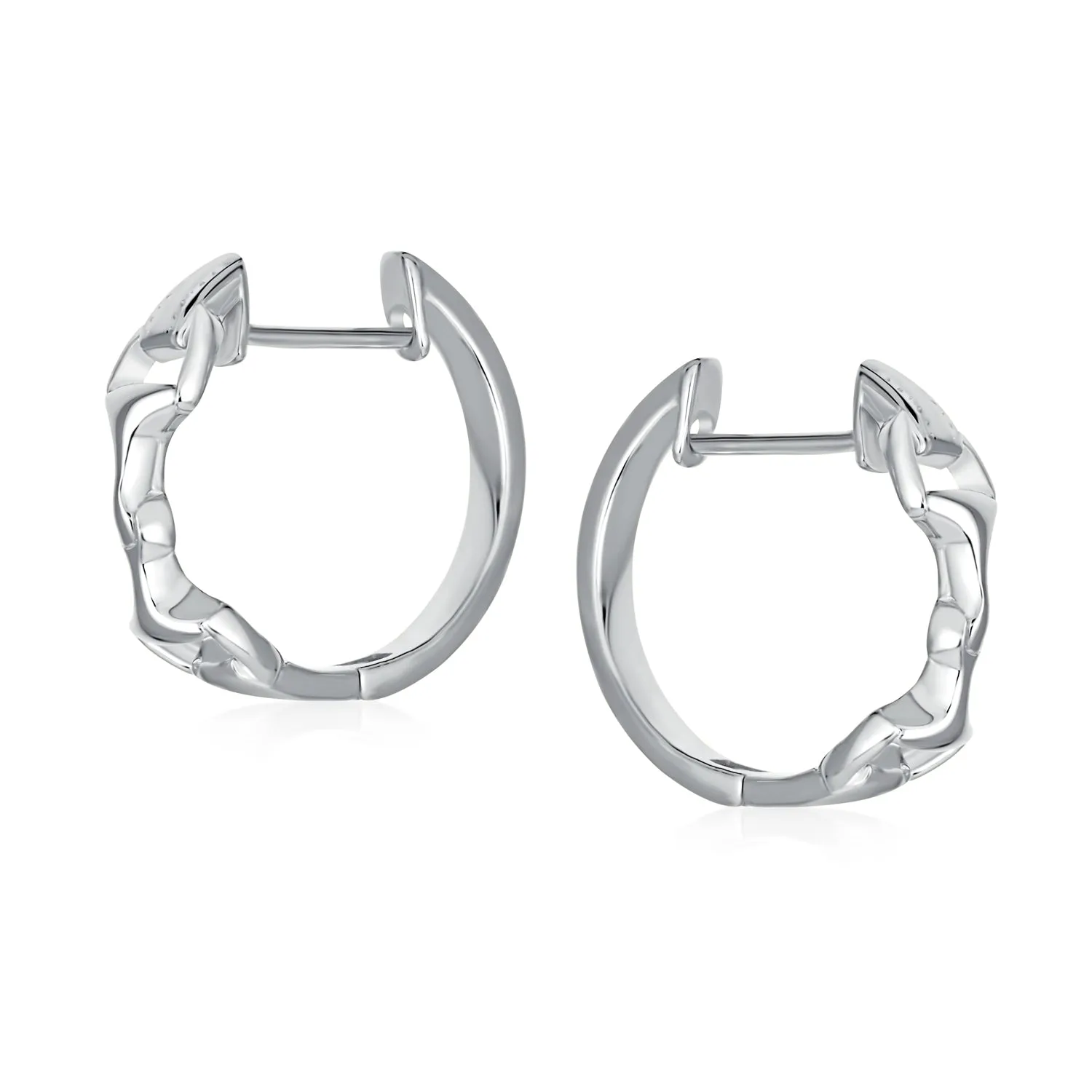 Equestrian Horse Gift Snaffle Bit Hoop Huggie Earrings 14K Gold Plated Silver
