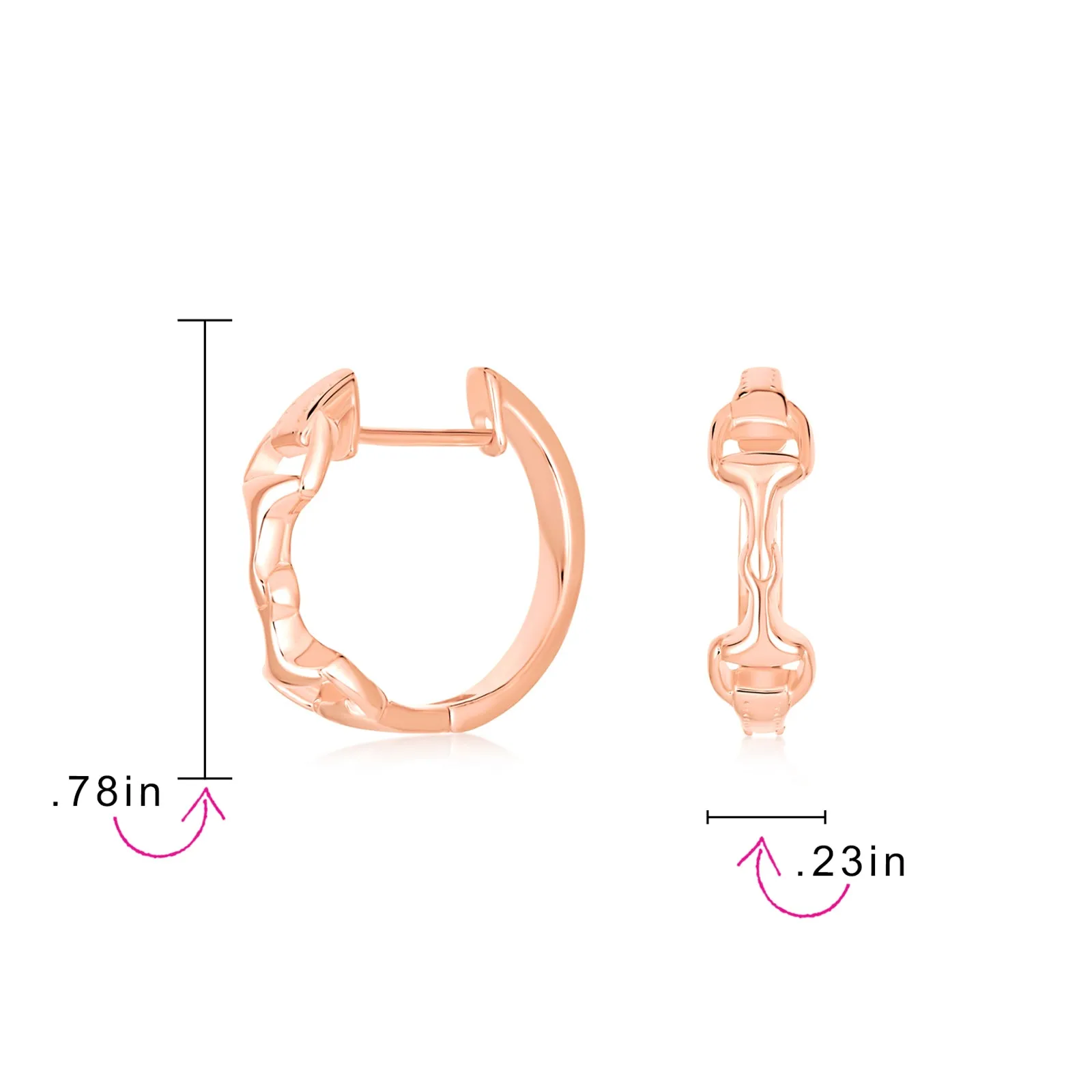 Equestrian Horse Gift Snaffle Bit Hoop Huggie Earrings 14K Gold Plated Silver