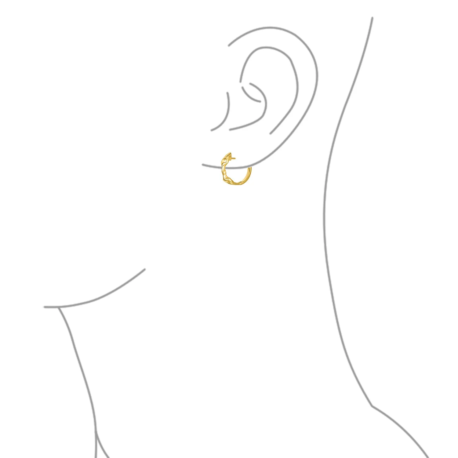 Equestrian Horse Gift Snaffle Bit Hoop Huggie Earrings 14K Gold Plated Silver