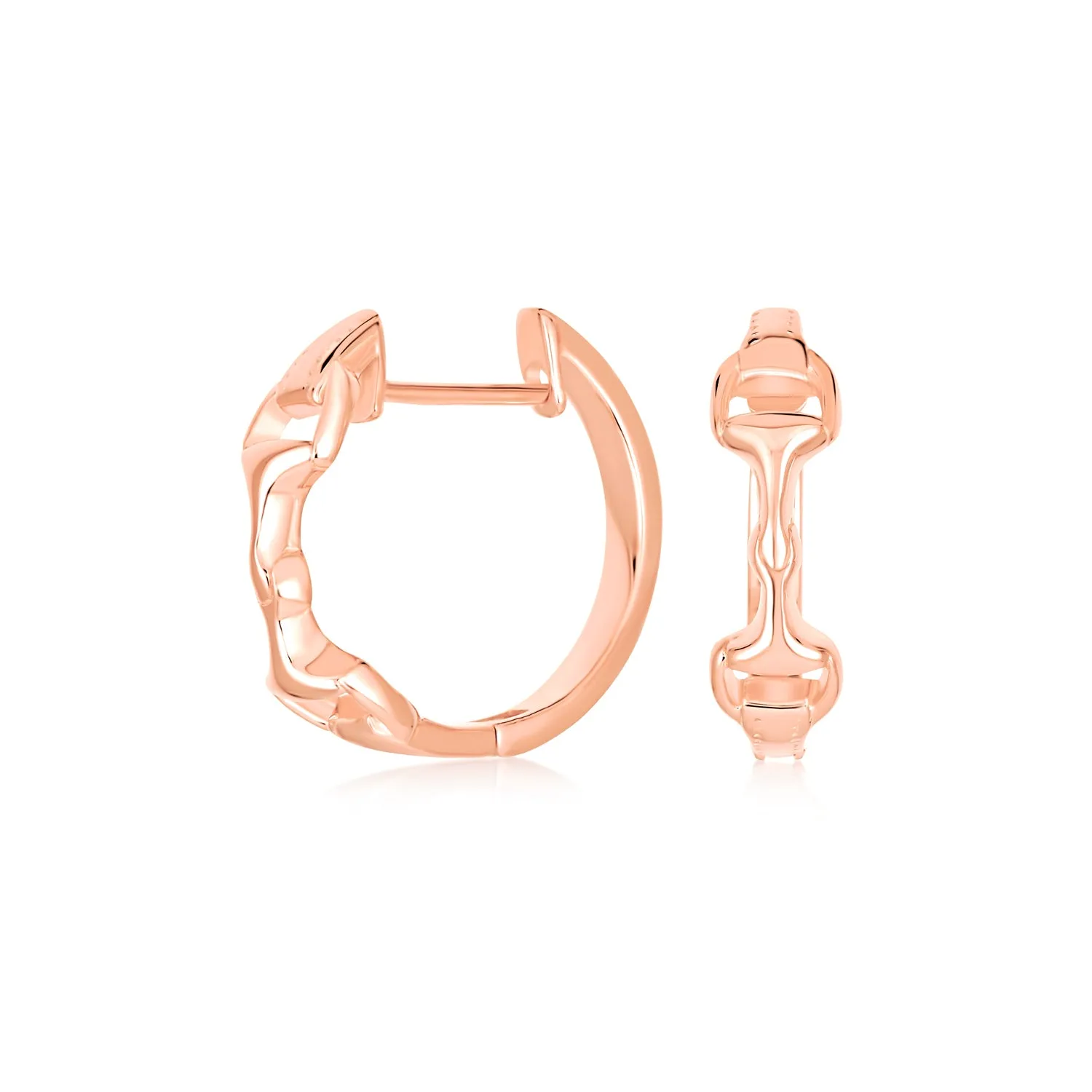 Equestrian Horse Gift Snaffle Bit Hoop Huggie Earrings 14K Gold Plated Silver