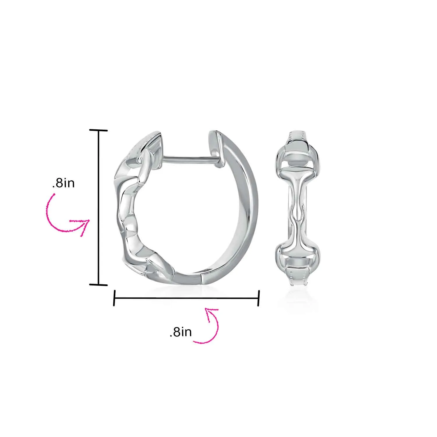 Equestrian Horse Gift Snaffle Bit Hoop Huggie Earrings 14K Gold Plated Silver