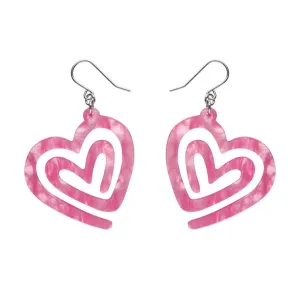 Erstwilder Heart Maze Ripple Drop Earrings - Pink