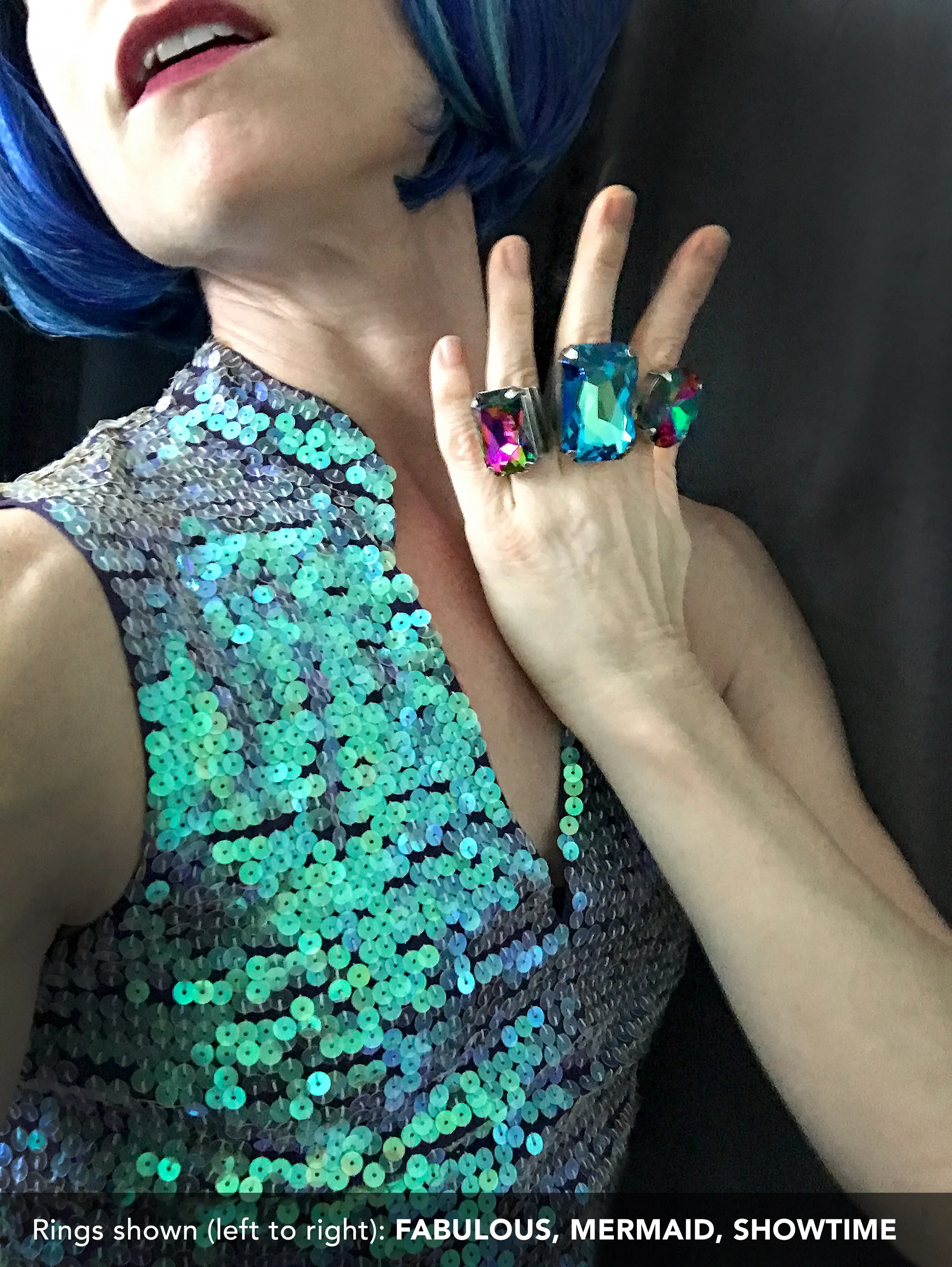 FABULOUS - Large Rectangular Crystal Rainbow Ring