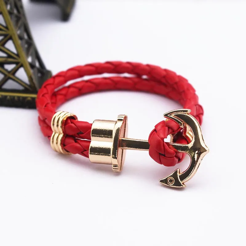 Fashion Punk Leather Bracelet Men Gold Anchor Bracelet Christmas Gift tom Hope Friendship Feme Bracelets