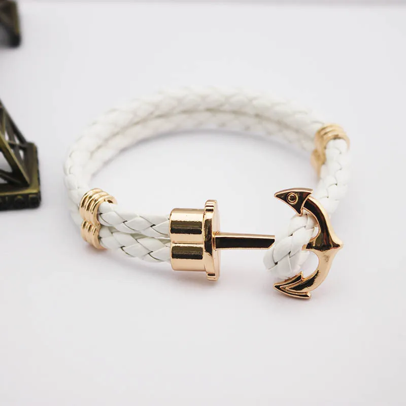 Fashion Punk Leather Bracelet Men Gold Anchor Bracelet Christmas Gift tom Hope Friendship Feme Bracelets