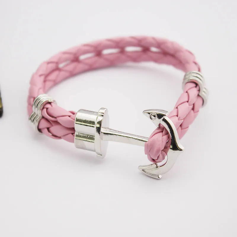 Fashion Punk Leather Bracelet Men Gold Anchor Bracelet Christmas Gift tom Hope Friendship Feme Bracelets
