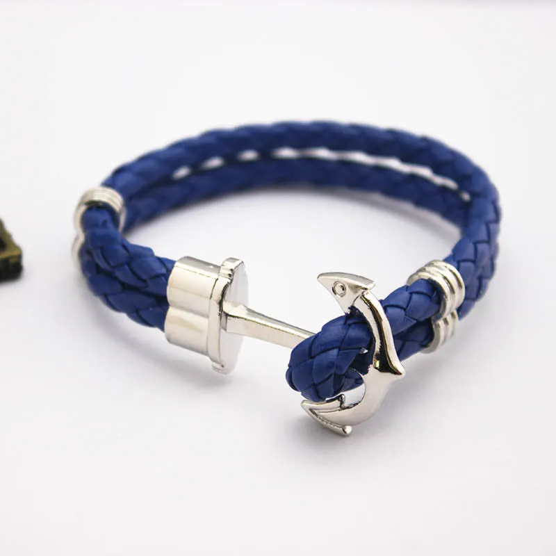 Fashion Punk Leather Bracelet Men Gold Anchor Bracelet Christmas Gift tom Hope Friendship Feme Bracelets