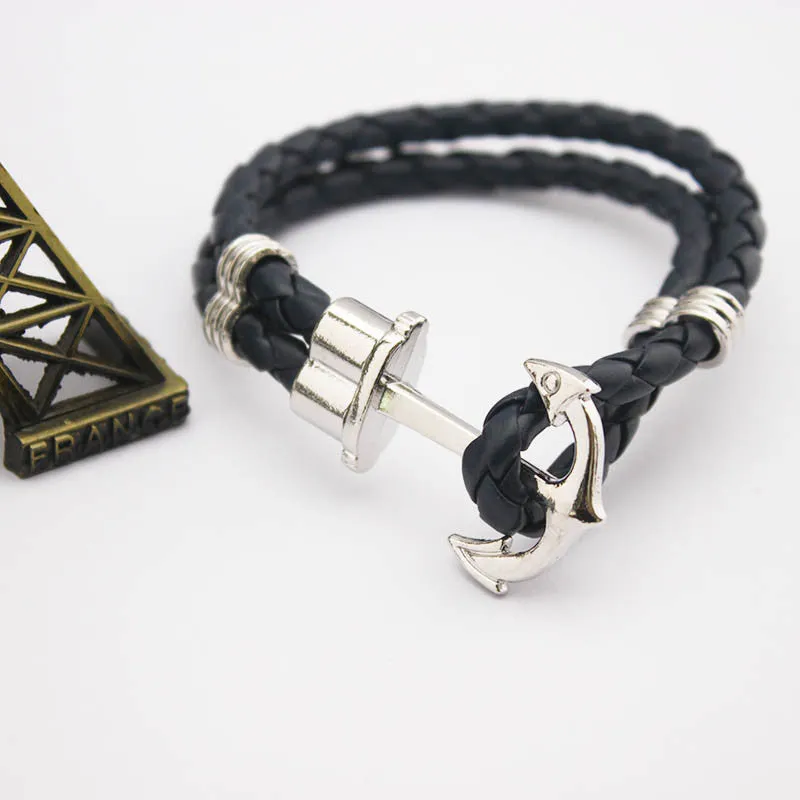 Fashion Punk Leather Bracelet Men Gold Anchor Bracelet Christmas Gift tom Hope Friendship Feme Bracelets