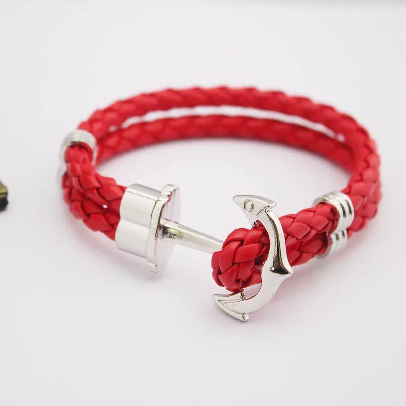 Fashion Punk Leather Bracelet Men Gold Anchor Bracelet Christmas Gift tom Hope Friendship Feme Bracelets