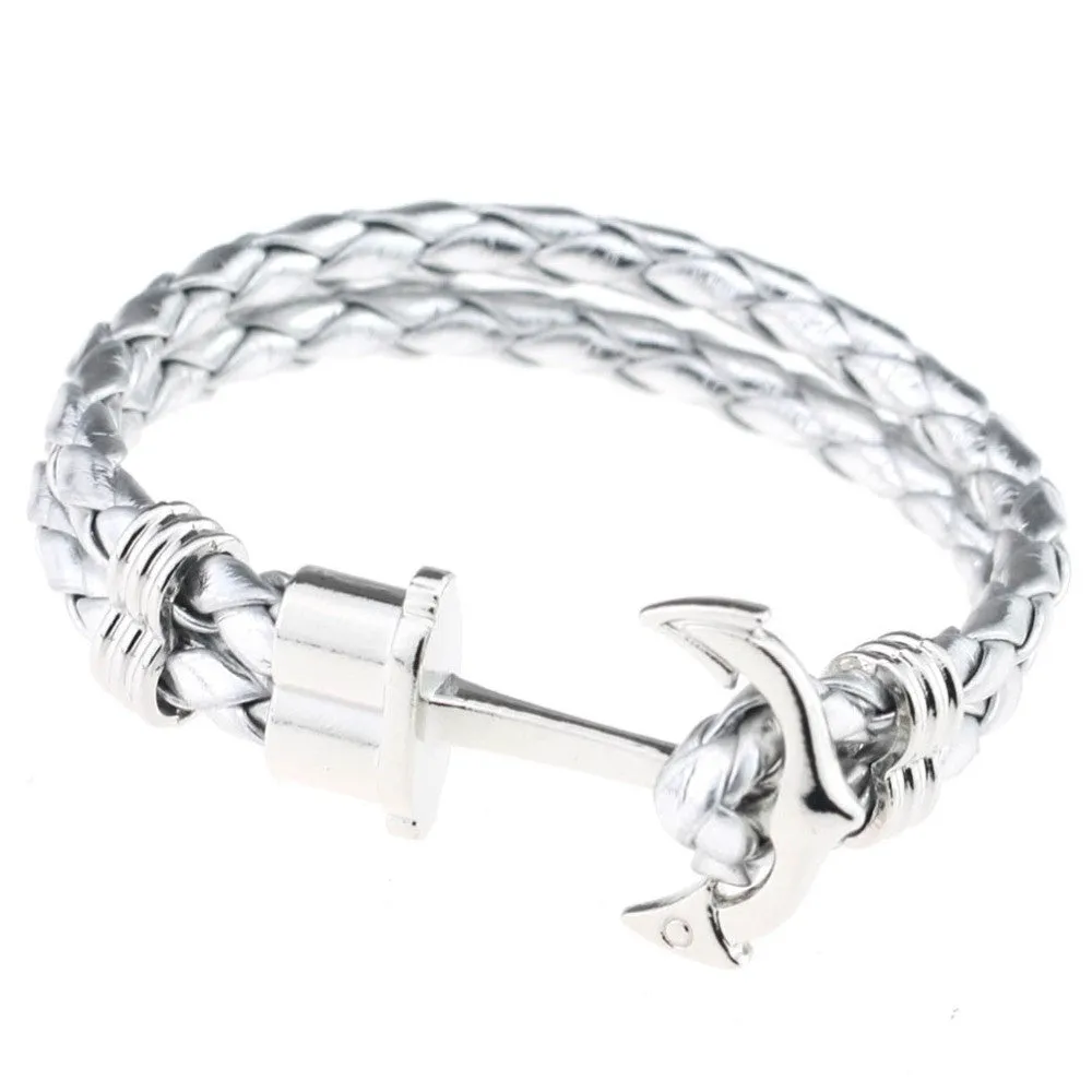 Fashion Punk Leather Bracelet Men Gold Anchor Bracelet Christmas Gift tom Hope Friendship Feme Bracelets