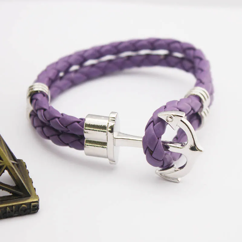 Fashion Punk Leather Bracelet Men Gold Anchor Bracelet Christmas Gift tom Hope Friendship Feme Bracelets