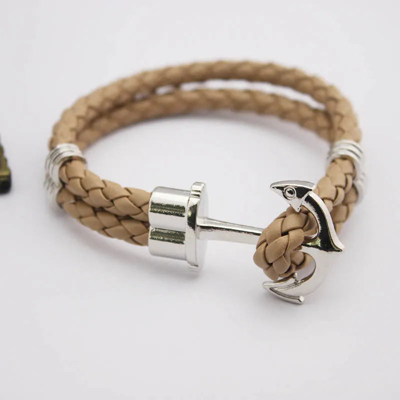 Fashion Punk Leather Bracelet Men Gold Anchor Bracelet Christmas Gift tom Hope Friendship Feme Bracelets
