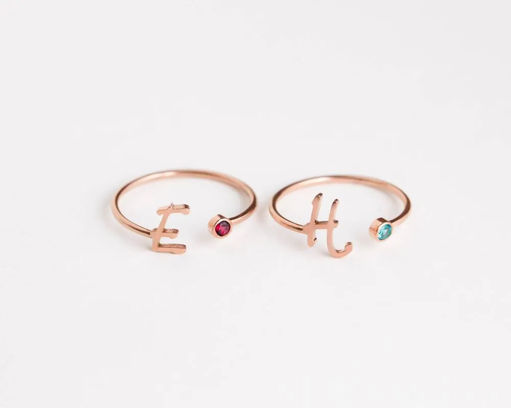 Fashion Simple Customizable Alphabet Adjustable Ring