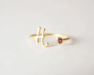 Fashion Simple Customizable Alphabet Adjustable Ring