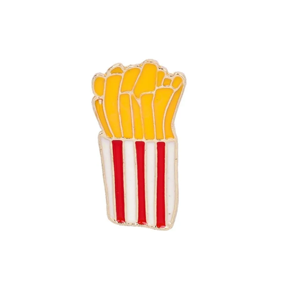 Fast Food Enamel Brooch Pins: Pizza, Hamburger, Hot Dog