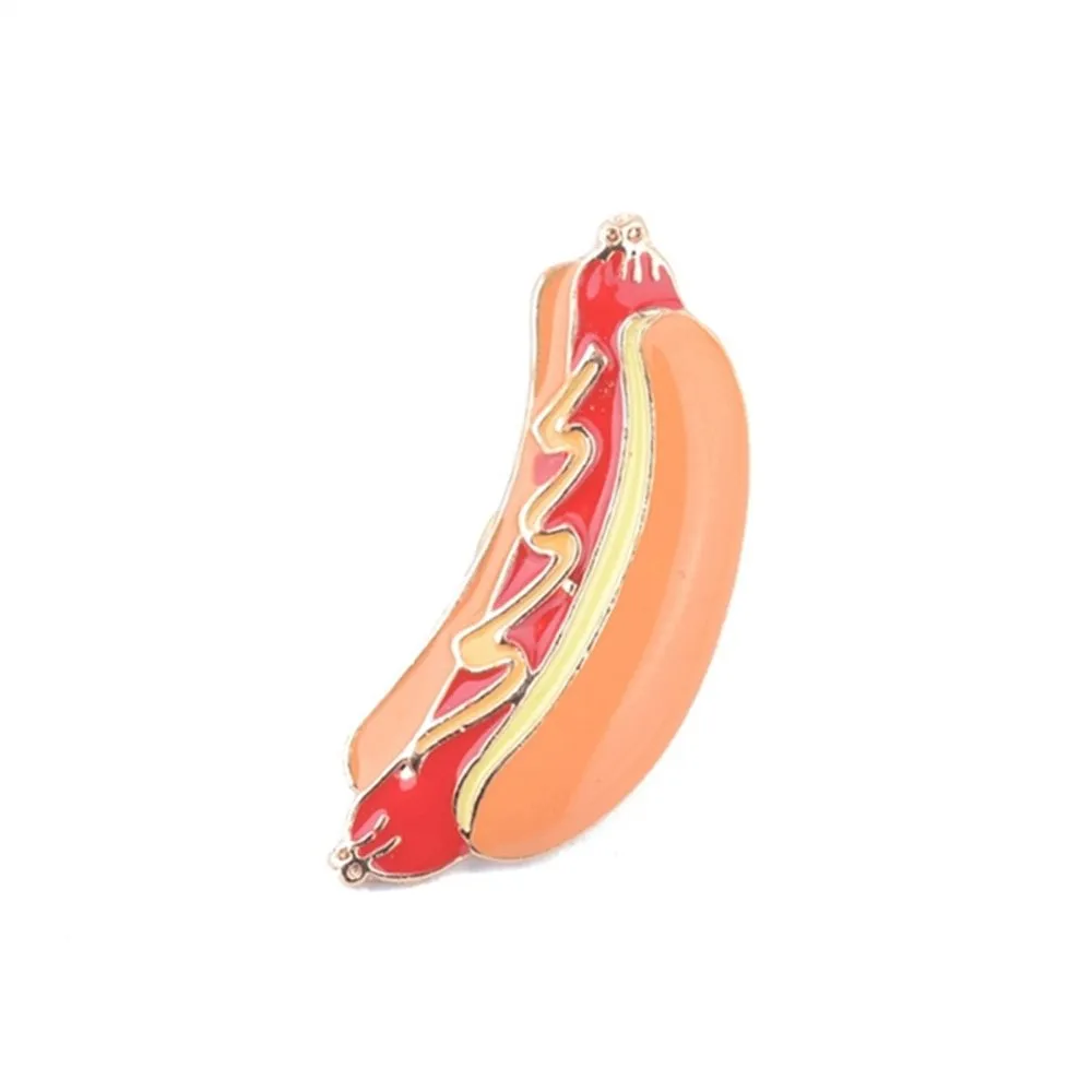 Fast Food Enamel Brooch Pins: Pizza, Hamburger, Hot Dog