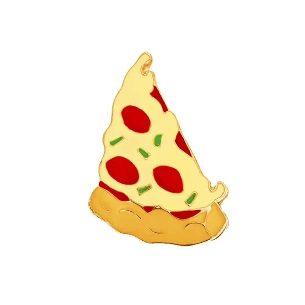Fast Food Enamel Brooch Pins: Pizza, Hamburger, Hot Dog