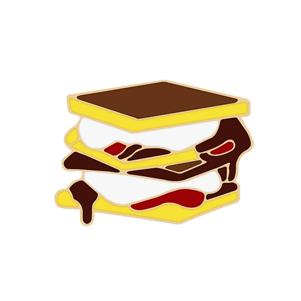 Fast Food Enamel Brooch Pins: Pizza, Hamburger, Hot Dog