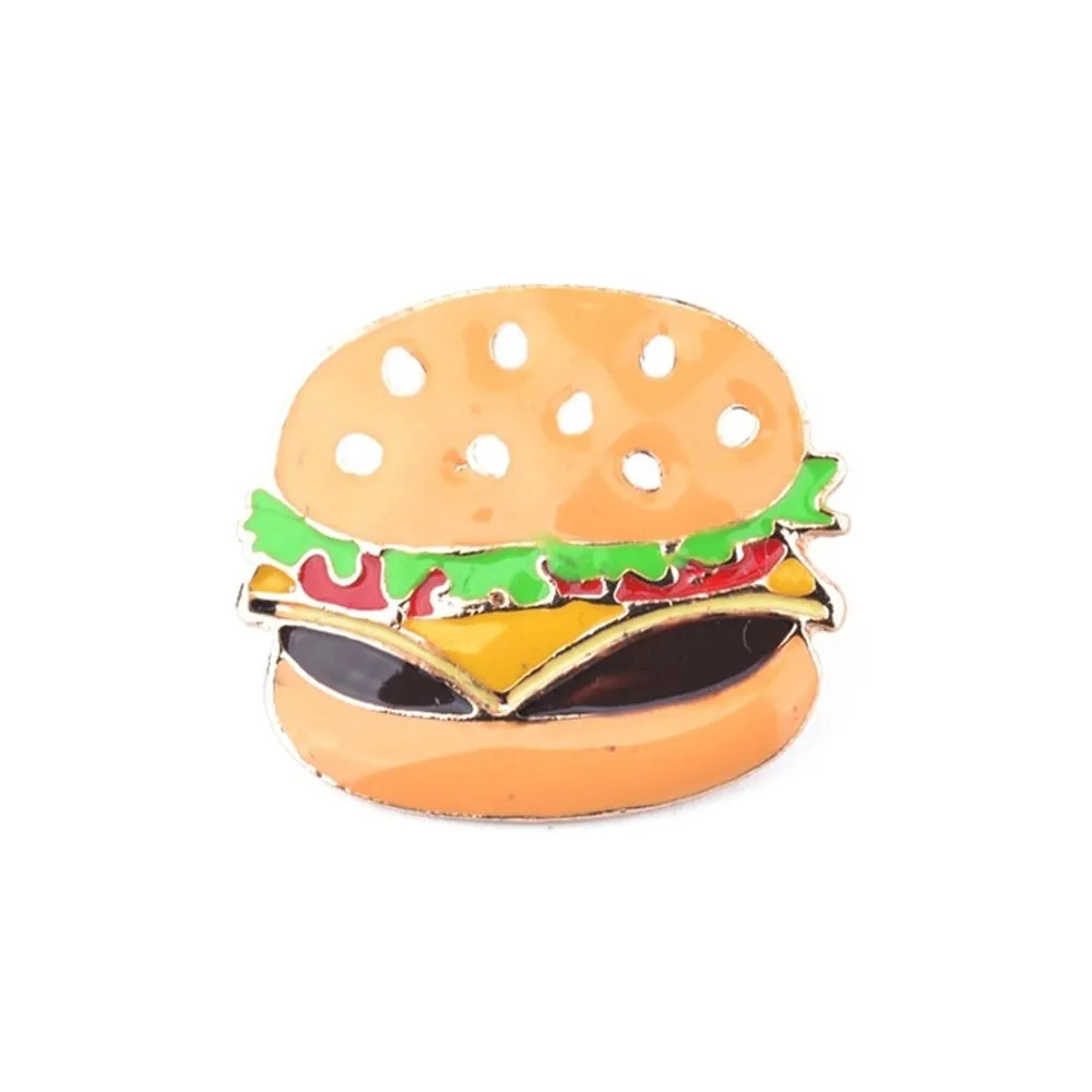 Fast Food Enamel Brooch Pins: Pizza, Hamburger, Hot Dog