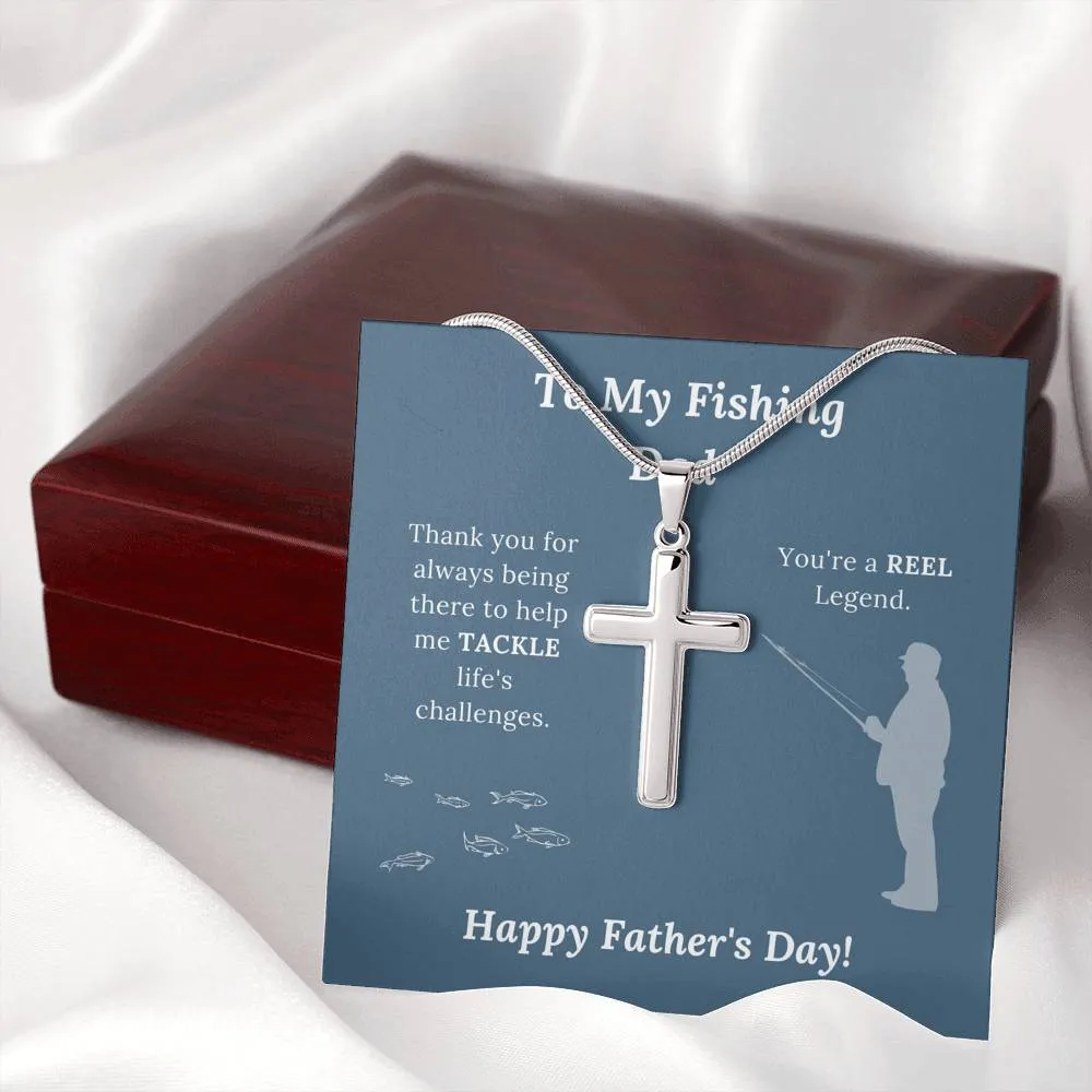 Father's Day Gift for Fishing Dad - Artisan Crafted Cross Necklace