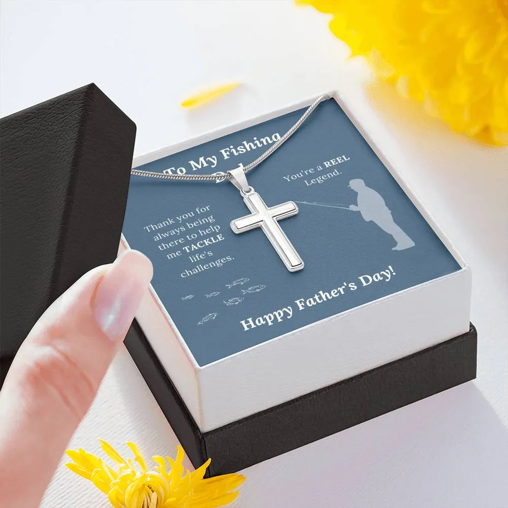 Father's Day Gift for Fishing Dad - Artisan Crafted Cross Necklace